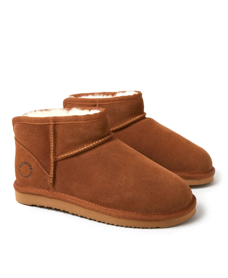 Fireside by Dearfoams Women's Riverland Genuine Shearling Micro Bootie