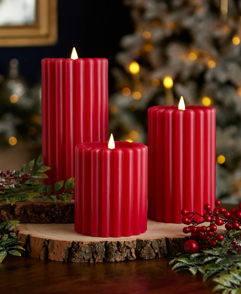 Seasonal Wide Ribbed Motion Flameless Candles, 4x6