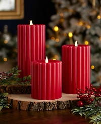 Seasonal Wide Ribbed Motion Flameless Candles, 4x6