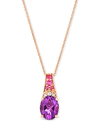 Le Vian Amethyst (1-1/3 ct. t.w.), Pink Sapphire (1/10 ct. t.w.) & Nude Diamond Accent 20" Adjustable Pendant Necklace in 14k Rose Gold