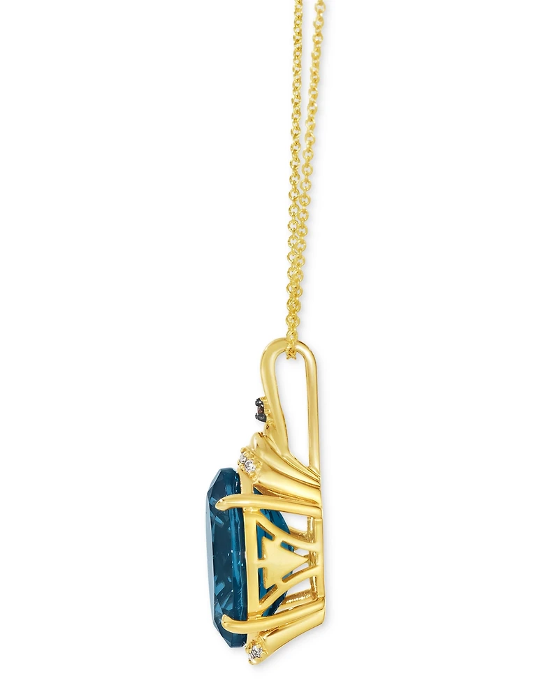 Le Vian London Blue Topaz (6-3/8 ct. t.w.) & Diamond Accent Oval 20" Adjustable Pendant Necklace in 14k Yellow Gold