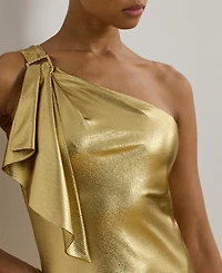 Lauren Ralph Lauren Women's Metallic Charmeuse One-Shoulder Gown