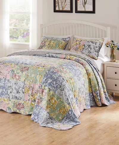 Greenland Home Fashions Emma Floral Print 3-Pc. Bedspread Set, Queen