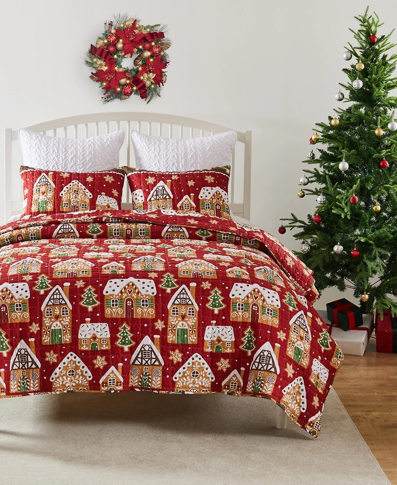 Greenland Home Fashions Gingerbread Lane Holiday 2-Pc. Quilt Set, Twin/Twin Xl