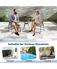 Sugift 2 Pieces Patio Folding Chairs with Armrests for Deck Garden Yard