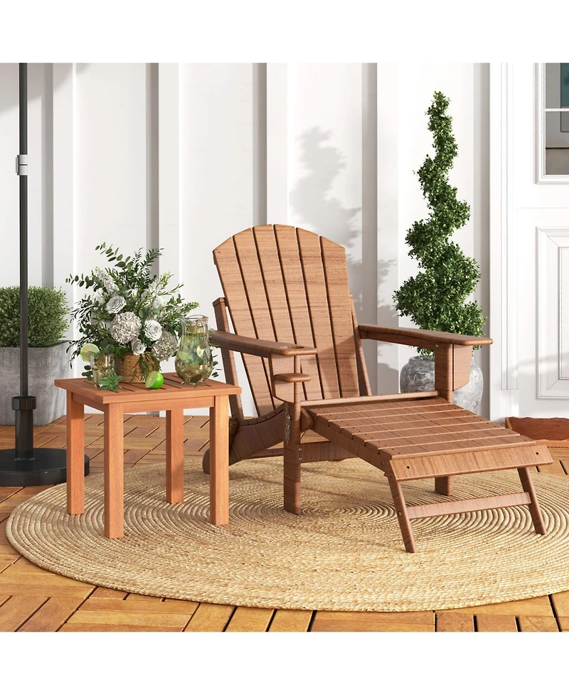 Sugift Patio Hardwood Square Side Table with Slatted Tabletop