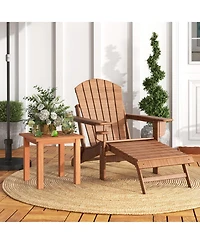 Sugift Patio Hardwood Square Side Table with Slatted Tabletop