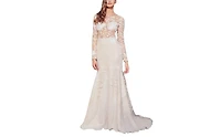 Tadashi Shoji Women's Holden Long-Sleeve Illusion Gown