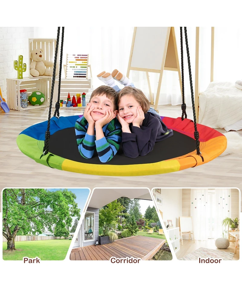 Sugift 40-Inch Flying Saucer Tree Swing Outdoor Play Set with Easy Installation Process for Kids