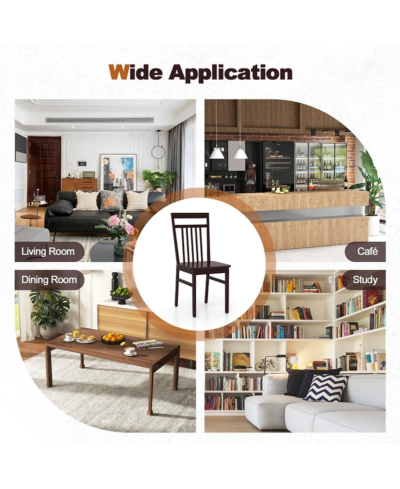 Sugift Set of 2 Farmhouse Dining Chair with Slanted High Backrest