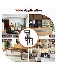 Sugift Set of 2 Farmhouse Dining Chair with Slanted High Backrest