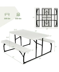 Sugift Indoor and Outdoor Folding Picnic Table Bench Set with Wood-like Texture
