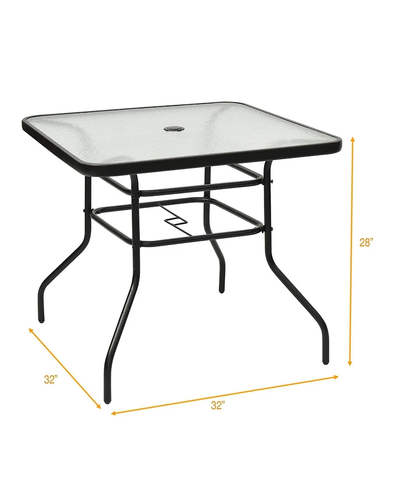 Sugift 32" Outdoor Square Patio Dining Table with Convenient Umbrella Hole