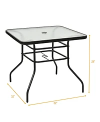 Sugift 32" Outdoor Square Patio Dining Table with Convenient Umbrella Hole