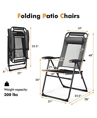 Sugift 2 Pieces Patio Adjustable Folding Recliner Chairs with 7 Level Adjustable Backrest