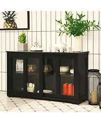 Sugift Sideboard Buffet Cupboard Storage Cabinet with Sliding Door