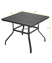 Inolait 37 Inch Square Patio Dining Table with Umbrella Pole Hole