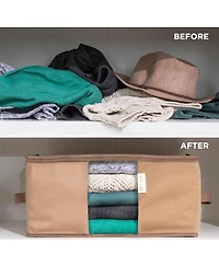 Set of 2 Clothes Storage Bag Organizer with Cedar Insert to Protect from Moth, Moist, Dirt, Dust