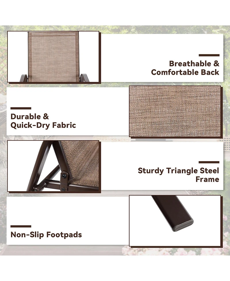 Sugift 2 Pieces Patio Outdoor Dining Chair with Armrest