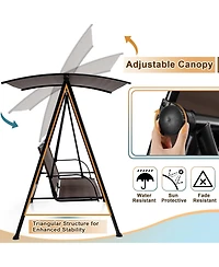 Sugift 2-Seat Outdoor Canopy Swing with Comfortable Fabric Seat and Heavy-duty Metal Frame