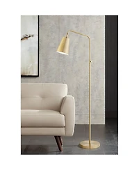 360 Lighting Zella Modern 48" Tall Standing Floor Lamp Skinny Downbridge Pole Task Adjustable Height Foot Switch Gold Metal Brass Finish Living Room B