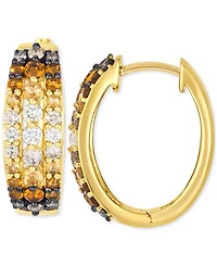 Le Vian Desert Ombre Citrine (1/2 ct. t.w.) & Diamond (1/2 ct. t.w.) Triple Row Small Hoop Earrings, 0.71"