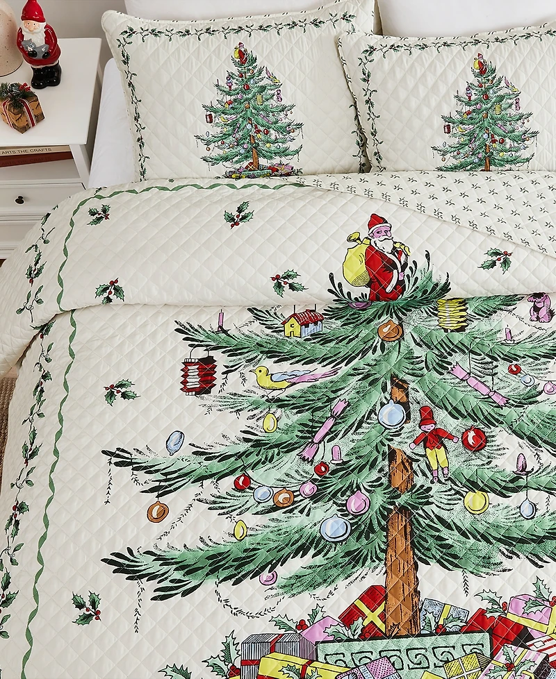 Spode Christmas Tree Reversible 3-Pc. Quilt Set