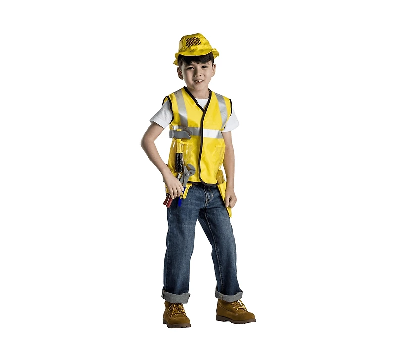 Dress Up America Kids Yellow Construction Worker Role-Play Set