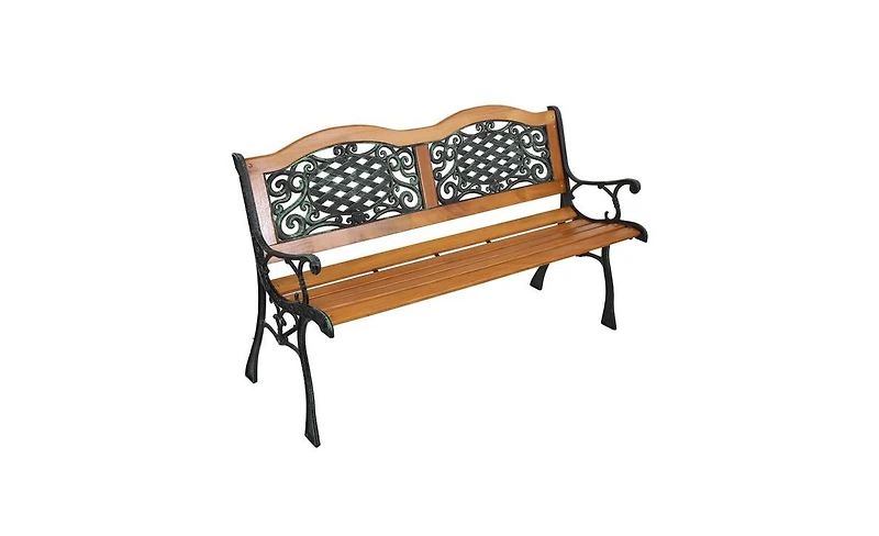 Slickblue 49" Garden Bench with Hardwood Slats and Cast Iron Frame – Elegant Outdoor Patio Furniture