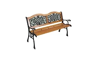 Slickblue 49" Garden Bench with Hardwood Slats and Cast Iron Frame – Elegant Outdoor Patio Furniture