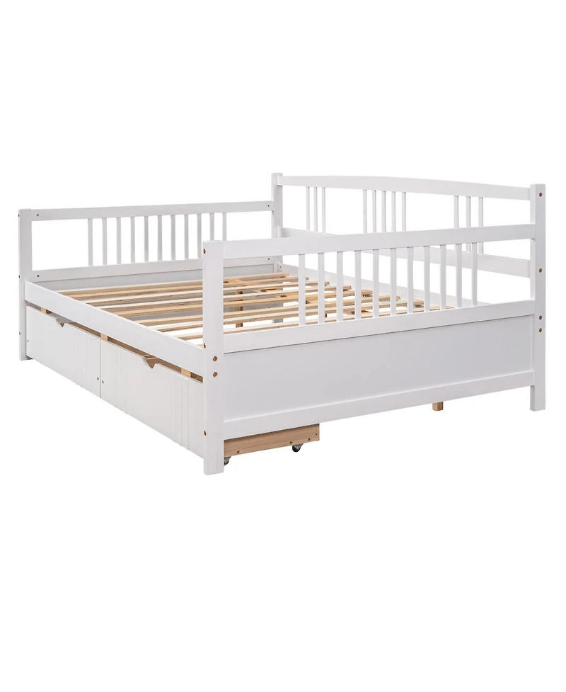 Slickblue Full Size Wood Daybed with Two Drawers, Space-Saving Storage Bed for Bedroom & Guest Room