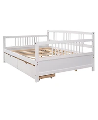 Slickblue Full Size Wood Daybed with Two Drawers, Space-Saving Storage Bed for Bedroom & Guest Room