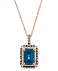 Le Vian Deep Sea Blue Topaz (3-9/10 ct. t.w.), Chocolate Diamond (1/4 t.w.) and Nude (1/5 Pendant Necklace 14k Strawberry Gol