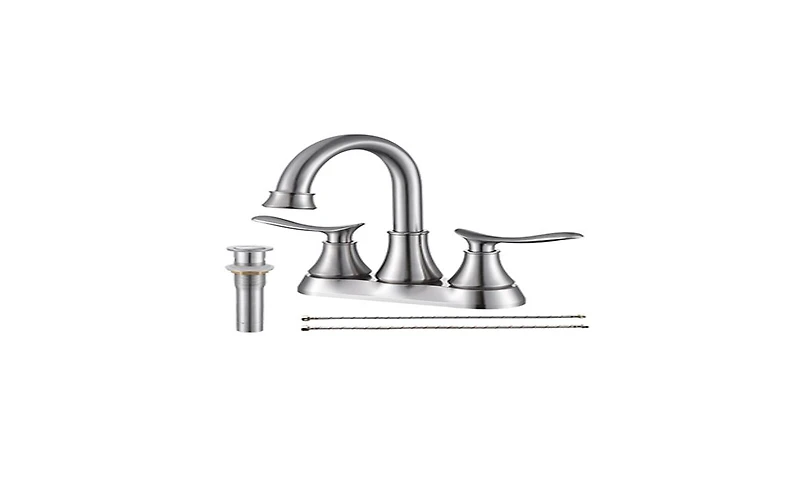 Slickblue 2-Handle 4-Inch Brushed Nickel Bathroom Faucet for Vanity Sinks with Pop-Up Drain