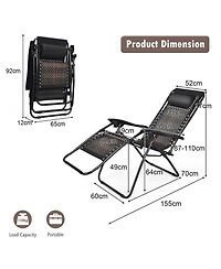 Inolait Sugift 2 Pieces Folding Patio Rattan Zero Gravity Lounge Chair