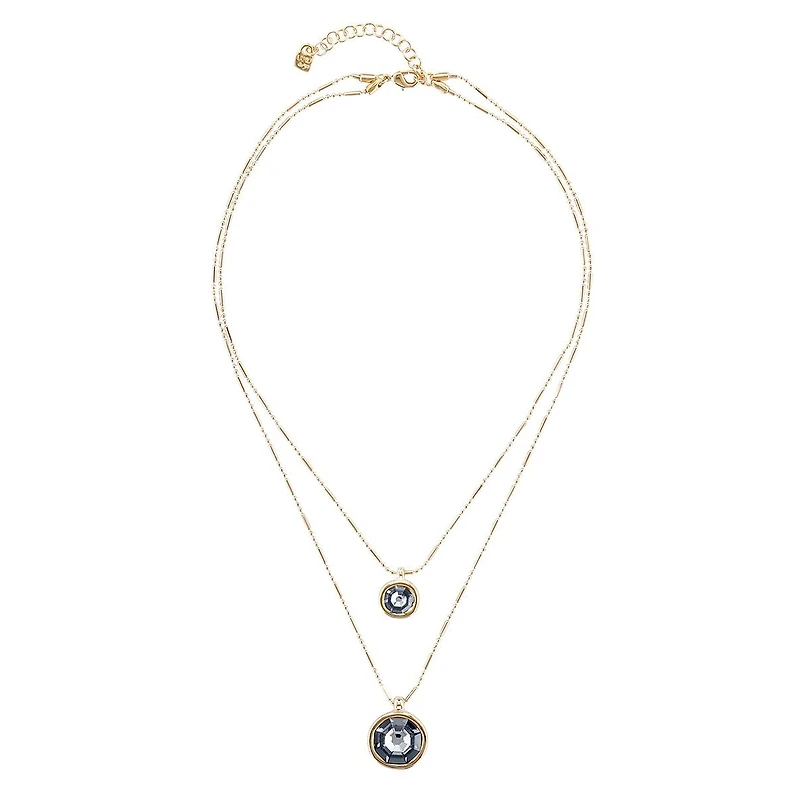UNOde50 18K Gold Plated and Faceted Crystal Double Necklace