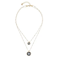 UNOde50 18K Gold Plated and Faceted Crystal Double Necklace
