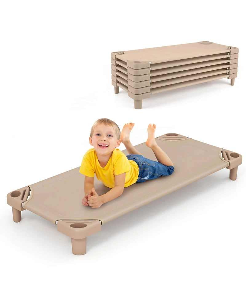 Pack of 6 Kids Stackable Naptime Cot 52" L x 23" W Daycare Rest Mat