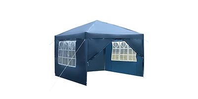 Slickblue Two-Door, Two-Window Waterproof Right-Angle Folding Tent in Blue, Perfect for Outdoor Events and Gatherings