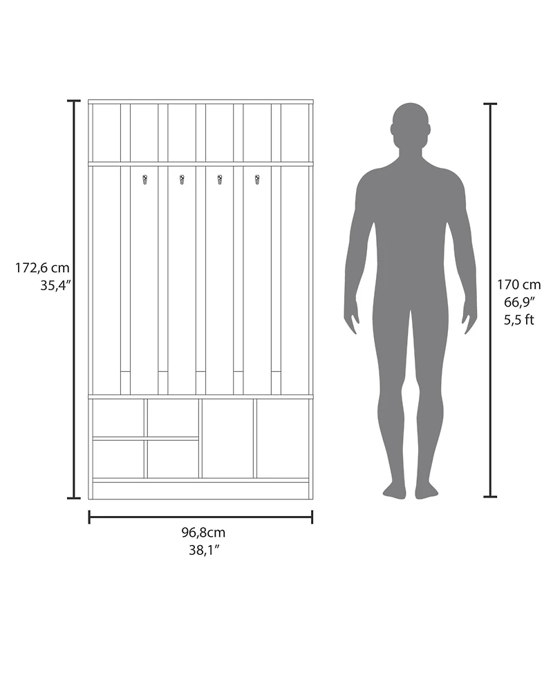 Norton Hall Tree with 7 Shelves, Smokey Gray