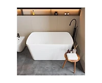 gaomon 49"Acrylic Freestanding Bathtub，Square Shape Janpanese Soaking Tub with Seat Desgin,Modern Soaking Bathtub with Toe-tap Chrome Right Dra