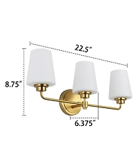 Flynama 22.5 in. W 3-Light White Plus Gold Bathroom Vanity Light with Shade