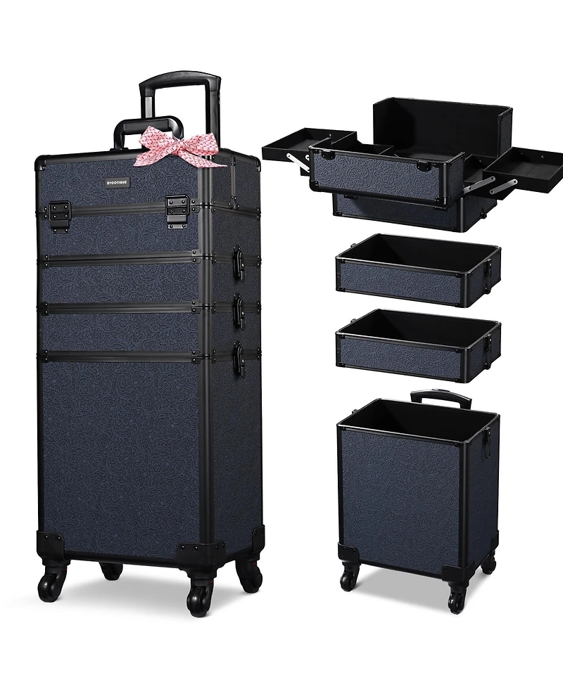 Byootique 4in1 Rolling Makeup Train Case Cosmetic Organizer Rococo Coral