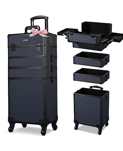 Byootique 4in1 Rolling Makeup Train Case Cosmetic Organizer Rococo Coral