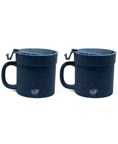 Coffee Mug w/ Lid: 16oz: 2 pk - Speckled Blue