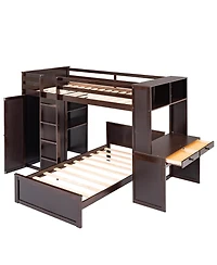 Streamdale Twin Loft Bed With A Stand-Alone Bed, Shelves, Desk, And Wardrobe