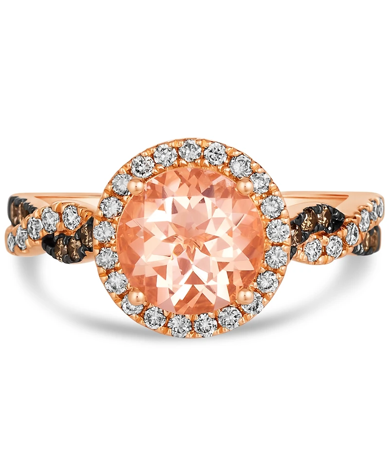 Le Vian Morganite (1-3/8 ct. t.w.) & Diamond (3/8 ct. t.w.) Halo Ring in 14k Rose Gold