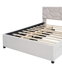 Streamdale Platform Bed with Brick Headboard and Twin Trundle