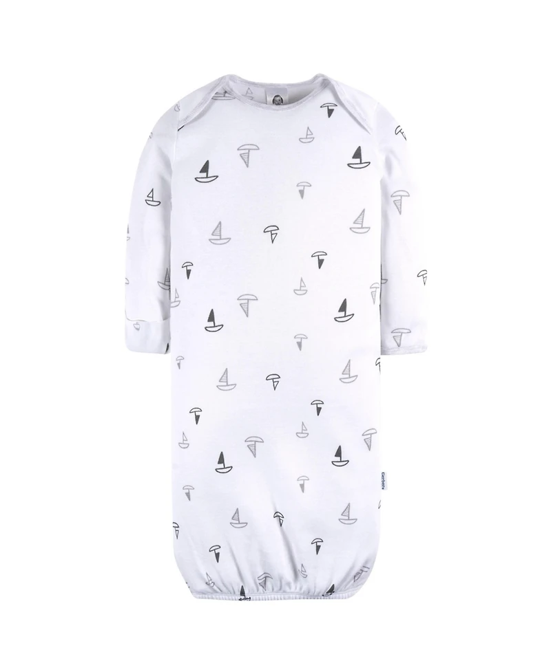 Gerber Baby Boys Gowns with Mitten Cuffs, 4-Pack