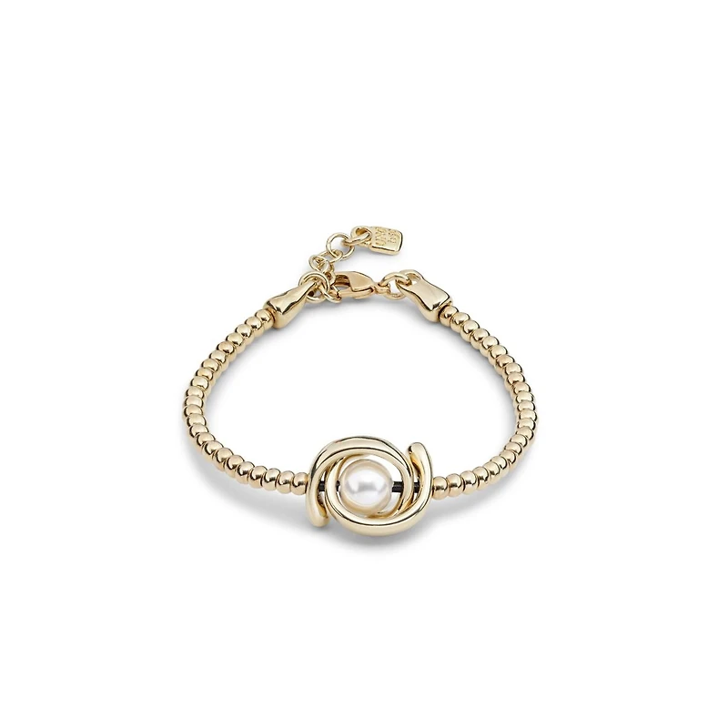 UNOde50 One Strand Elastic Double Moon Bead Metal Bracelet